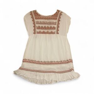 Free People Ivory and Rust Embroidered Dress